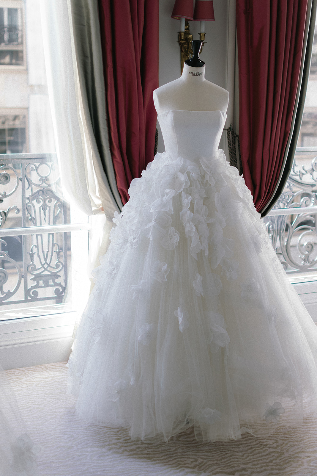 Viktor and Rolf wedding dress in Plaza Athénée suite